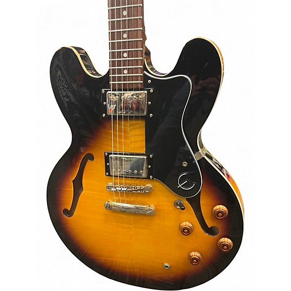 Used Epiphone Dot Deluxe Flametop Sunburst Hollow Body Electric Guitar