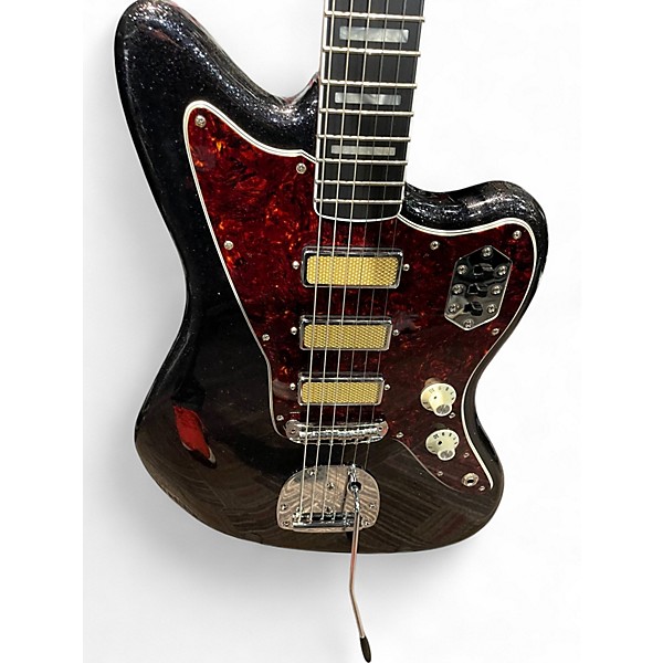 Used Fender JAZZMASTER GOLD FOIL LIMITED EDITION BLACK SPARKLE Solid Body Electric Guitar