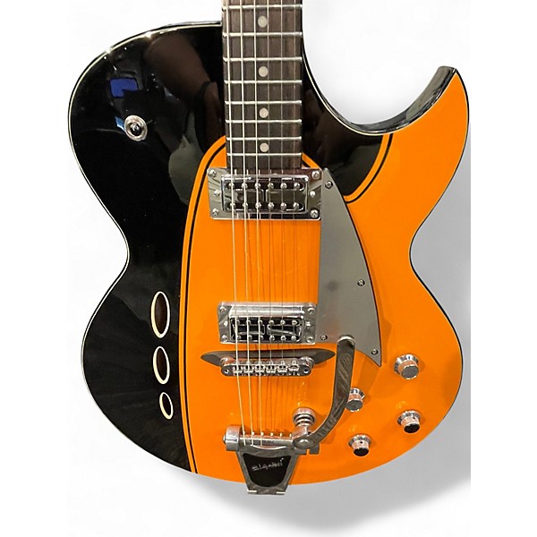 Used 2019 Eastwood ROCKER BOX II BLACK AND ORANGE Hollow Body Electric Guitar