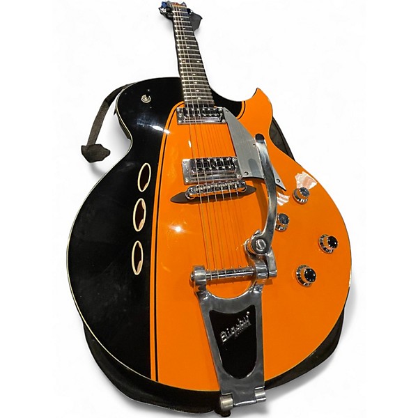 Used 2019 Eastwood ROCKER BOX II BLACK AND ORANGE Hollow Body Electric Guitar