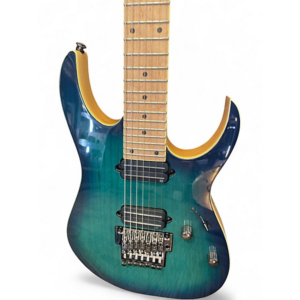 Used Ibanez RG752AHM Prestige 7 String Nebula Green Burst Solid Body Electric Guitar