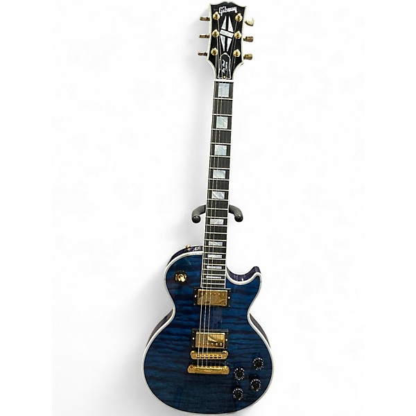 Used 2016 Gibson Les Paul Custom 5A Quilt Top Trans Blue Solid Body Electric Guitar