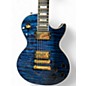 Used 2016 Gibson Les Paul Custom 5A Quilt Top Trans Blue Solid Body Electric Guitar