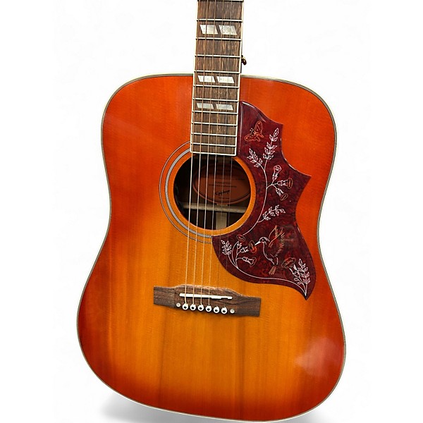 Used Epiphone Inspired by hummingbird Cherry Sunburst Acoustic Electric Guitar