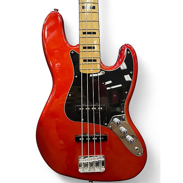 Used 2014 Squier Vintage Modified 70S Jazz Bass Candy Apple Red Electric Bass Guitar