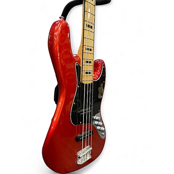 Used 2014 Squier Vintage Modified 70S Jazz Bass Candy Apple Red Electric Bass Guitar
