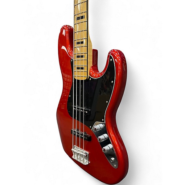 Used 2014 Squier Vintage Modified 70S Jazz Bass Candy Apple Red Electric Bass Guitar