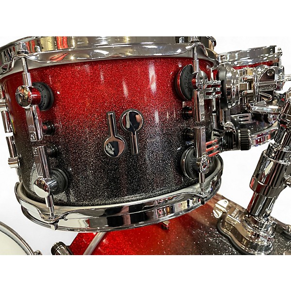 Used SONOR 4 Piece SQ2 Medium Beech Red and Grey Sparkle Drum Kit