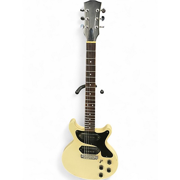 Vintage 1970s Unbranded Double Cut Electric Guitar Olympic White Solid Body Electric Guitar