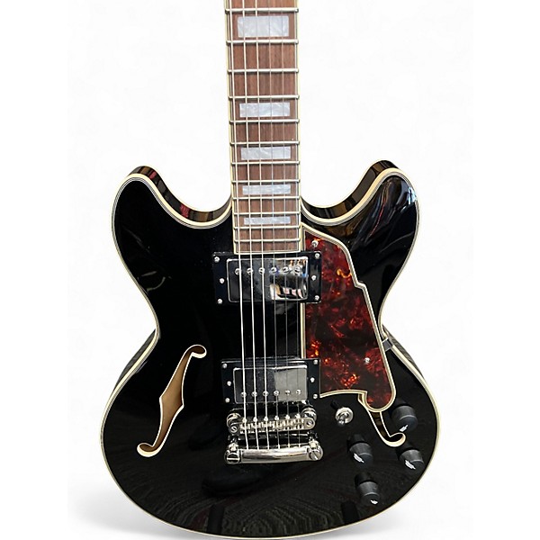 Used D'Angelico Premier Series Mini DC Black Hollow Body Electric Guitar