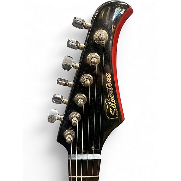 Used Silvertone PSAP1 Black and red Solid Body Electric Guitar
