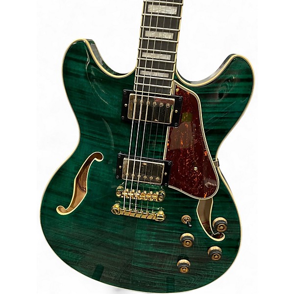 Used Ibanez AS93FM Artcore Expressionist Transparent Moss green Hollow Body Electric Guitar