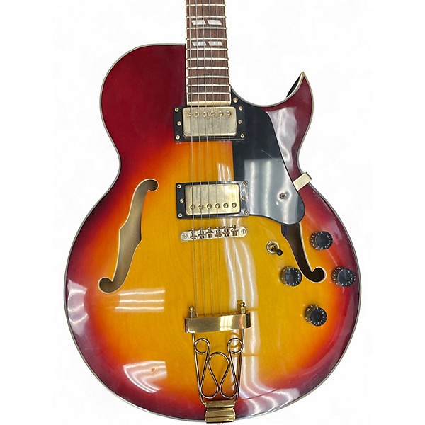 Used Ktone F-Hole 2 Tone Sunburst Hollow Body Electric Guitar