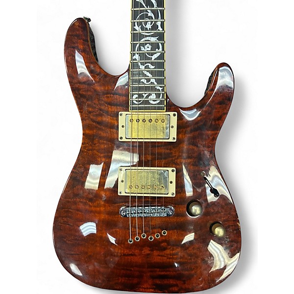 Used Schecter Guitar Research Diamond SERIES CLASSIC Trans Brown Solid Body Electric Guitar
