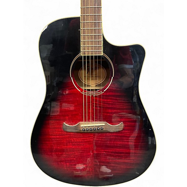 Used Fender T Bucket 300CE Crimson Red Burst Acoustic Electric Guitar