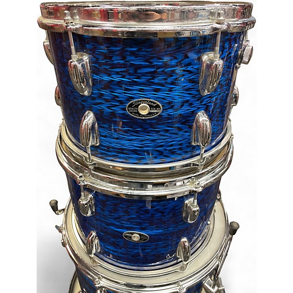Vintage 1970s Slingerland 4 Piece Drum set Blue Pearl Agate Drum Kit