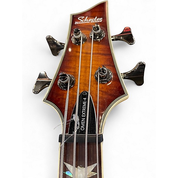 Used Schecter Guitar Research Omen 4 String violin burst Electric Bass Guitar