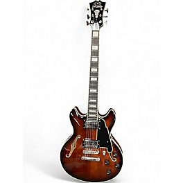 Used D'Angelico Premier Mini DC Brown Sunburst Hollow Body Electric Guitar