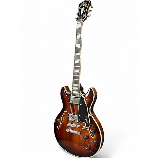 Used D'Angelico Premier Mini DC Brown Sunburst Hollow Body Electric Guitar