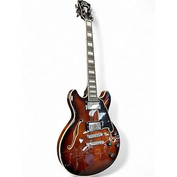 Used D'Angelico Premier Mini DC Brown Sunburst Hollow Body Electric Guitar