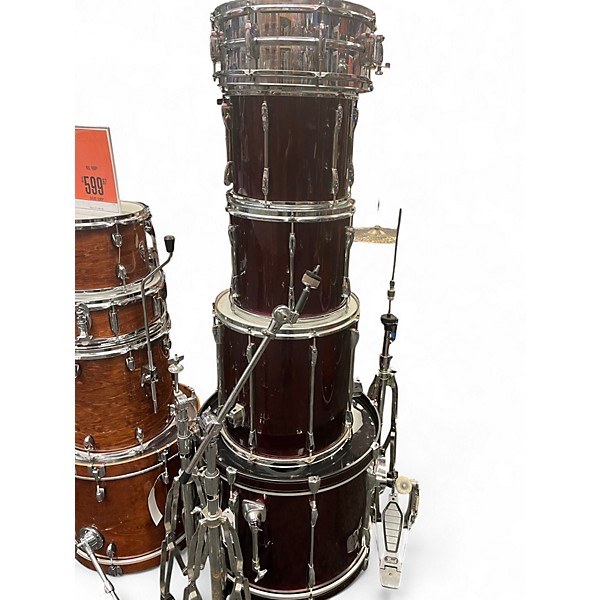 Used Pearl 5 Piece Export Wine Red Drum Kit