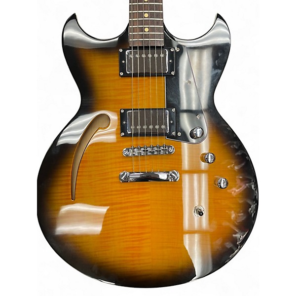 Used 2000s Reverend Manta Ray HB Vintage Sunburst Hollow Body Electric Guitar