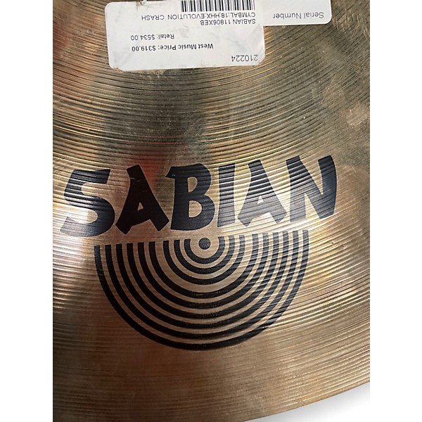 Used SABIAN 18in HHX EVOLUTION CRASH Cymbal
