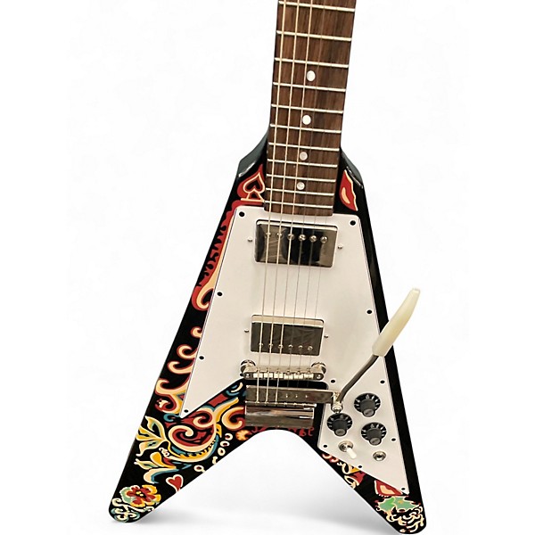 Used Epiphone JIMI HENDRIX "LOVE DROPS" FLYING V Custom Graphic Solid Body Electric Guitar
