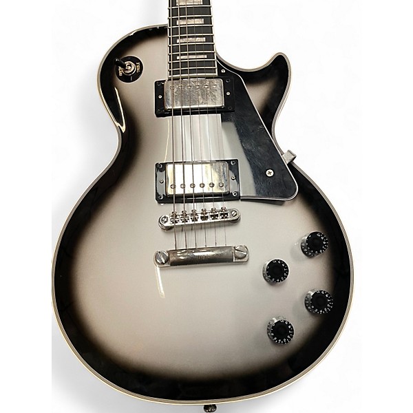 Used Epiphone Les Paul Custom Black and Silver Solid Body Electric Guitar