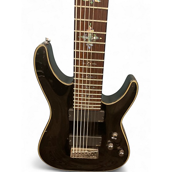 Used Schecter Guitar Research Damien Elite 8 String Black Solid Body Electric Guitar