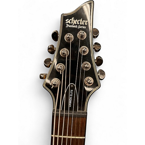 Used Schecter Guitar Research Damien Elite 8 String Black Solid Body Electric Guitar
