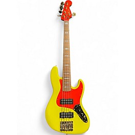 Used Fender MonoNeon Bass V Fluorescent Yellow Electric Bass Guitar