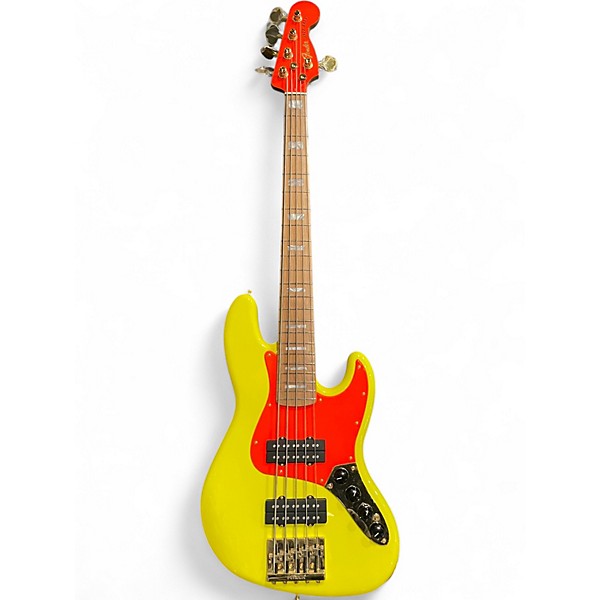 Used Fender MonoNeon Bass V Fluorescent Yellow Electric Bass Guitar