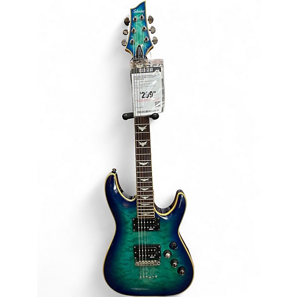 Used Schecter Guitar Research Omen Extreme 6 Blue Burst Solid Body Electric Guitar
