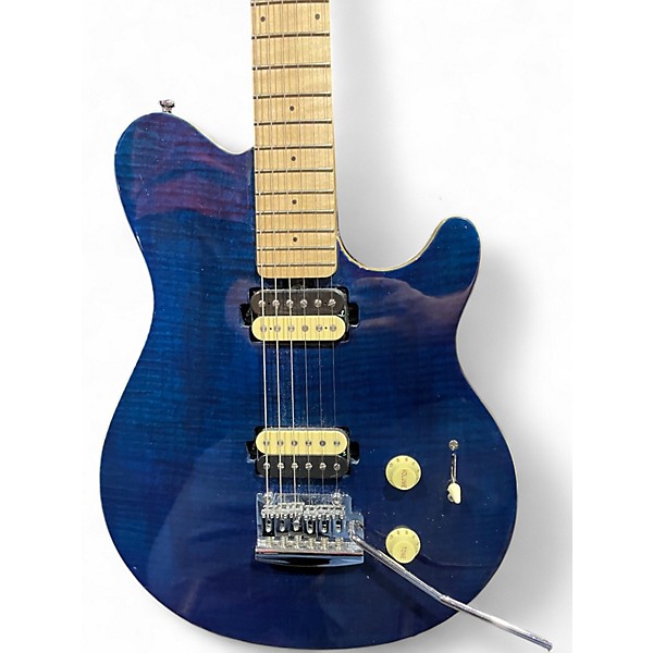 Used Sterling by Music Man Sub AX3 Axis Trans Blue Solid Body Electric Guitar