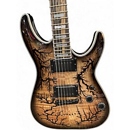 Used 2020s Schecter Guitar Research C-1 Electro-Resin Natural with Black Burst Solid Body Electric Guitar