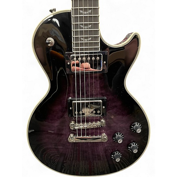 Used Epiphone Les Paul Custom Bats In Flight Dark Purple Burst Solid Body Electric Guitar