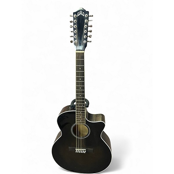 Used Guild F2512CE Trans Black 12 String Acoustic Electric Guitar