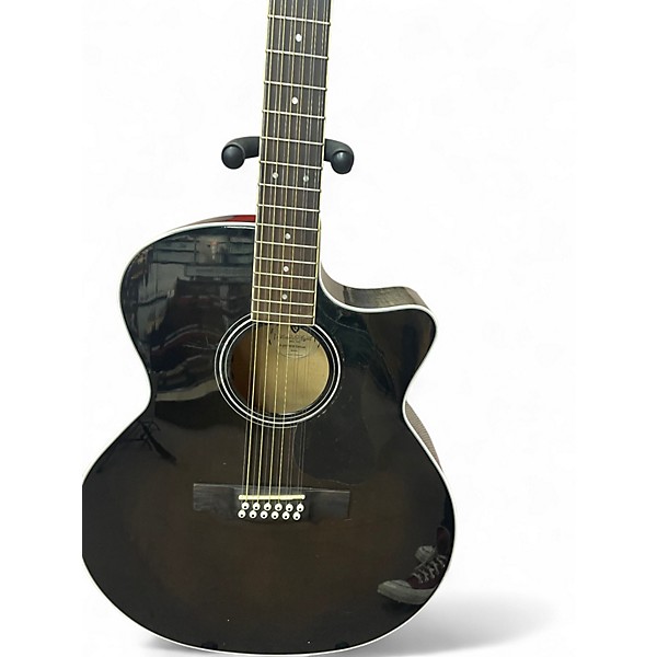 Used Guild F2512CE Trans Black 12 String Acoustic Electric Guitar