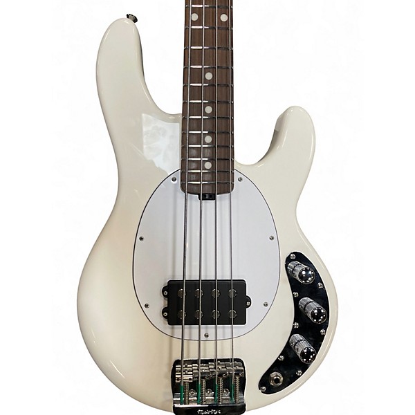 Used Ernie Ball Short Scale Stingray Olympic White Electric Bass Guitar