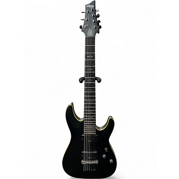 Used Schecter Guitar Research Demon 7 String Black Solid Body Electric Guitar
