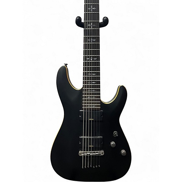 Used Schecter Guitar Research Demon 7 String Black Solid Body Electric Guitar
