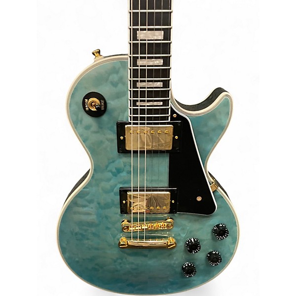 Used Epiphone Les Paul Custom Ocean Blue Quilt Solid Body Electric Guitar