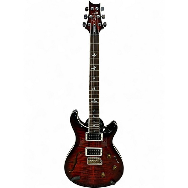Used PRS SE Custom 24 Semi-Hollow Piezo Guitar Orange Tiger Burst Solid Body Electric Guitar
