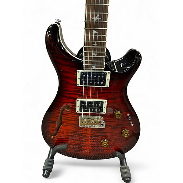Used PRS SE Custom 24 Semi-Hollow Piezo Guitar Orange Tiger Burst Solid Body Electric Guitar