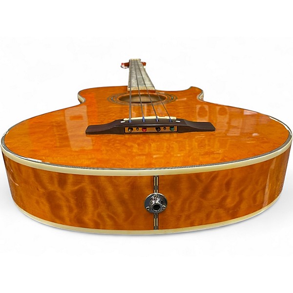 Used Greg Bennett Design by Samick AB-11CE Quilted Amber Acoustic Bass Guitar