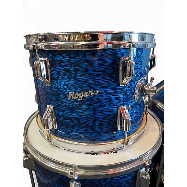 Vintage 1960s Rogers 3 Piece Holiday Blue Oyster Drum Kit