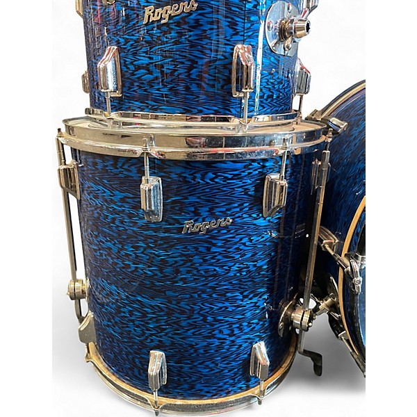 Vintage 1960s Rogers 3 Piece Holiday Blue Oyster Drum Kit