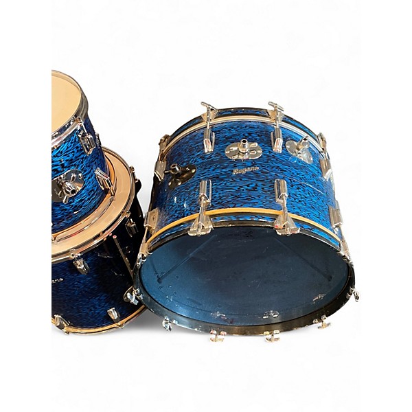 Vintage 1960s Rogers 3 Piece Holiday Blue Oyster Drum Kit