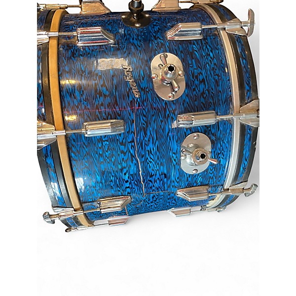 Vintage 1960s Rogers 3 Piece Holiday Blue Oyster Drum Kit